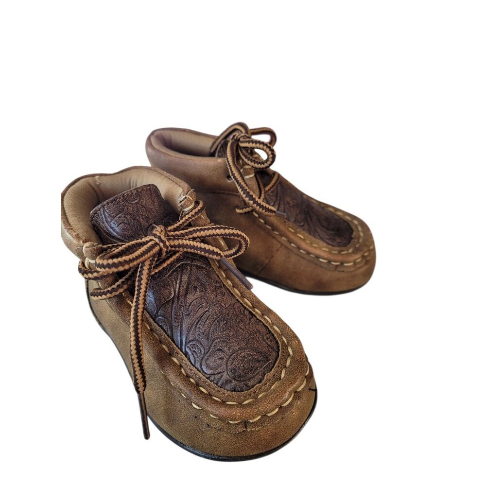 DBL Barrel Toddlers Boy's Shoes Size 4 Soft Chukka Embossed Inlay - Picture 13 of 15